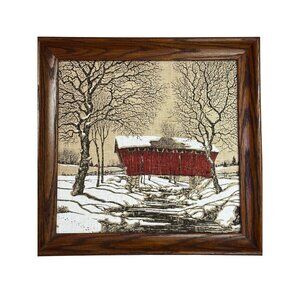 VTG Kay Dee 100% Pure Linen Handprint Hope Valley RN15424 Framed Wall Art 16"